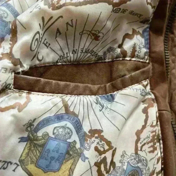 Paris Sport Club Men's Vintage 90s Brown Leather Bomber Jacket S - Picture 10 of 13